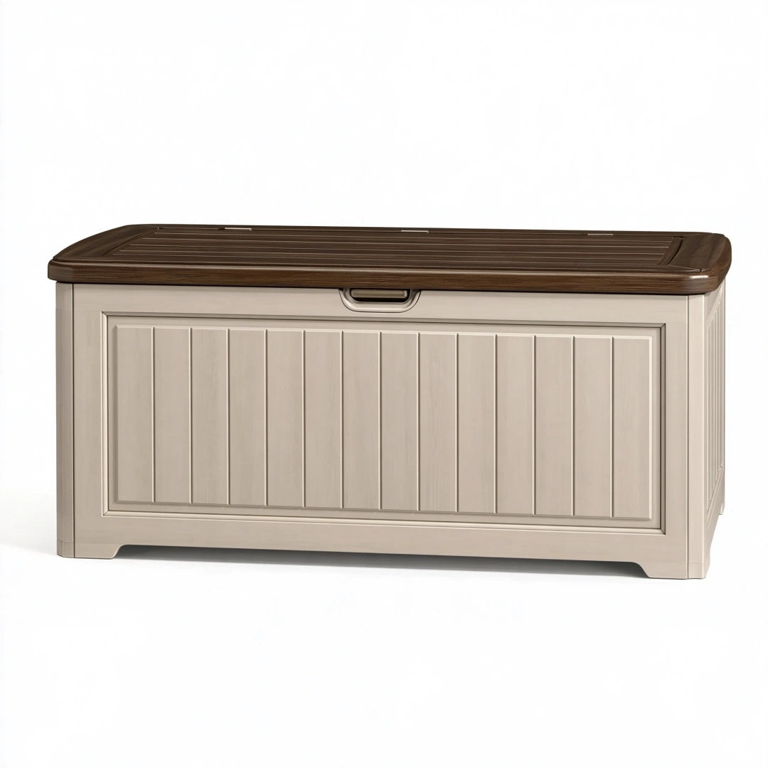 Garten-Aufbewahrungsbox 120 cm Kunststoff Beige Braun wetterfest