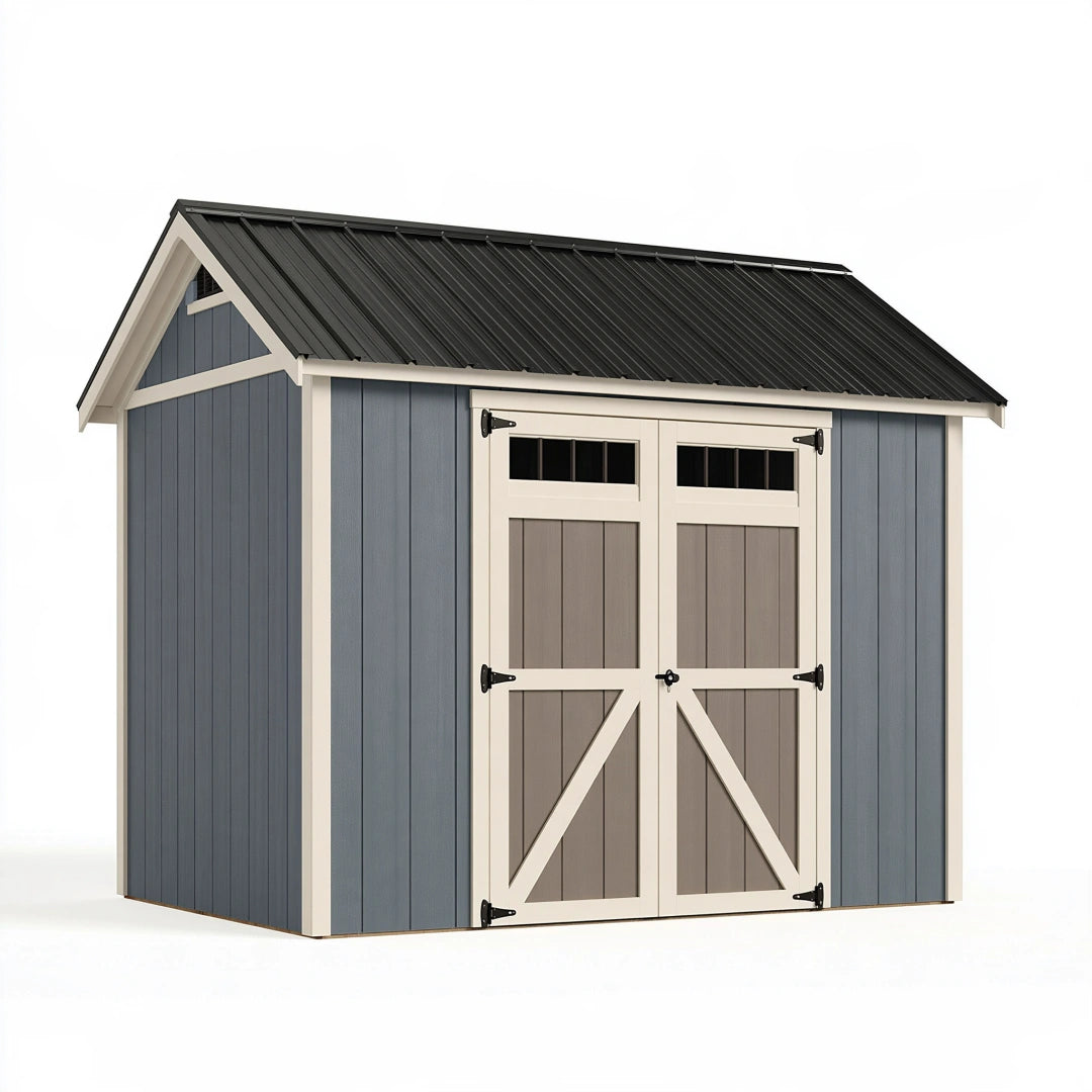 Gartenhaus 300 x 240 x 250 cm aus Holz in Grau mit Metalldach und Doppeltür