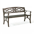 Gartenbank 122 x 61 x 91 cm aus Metall Bronze klassische Sitzbank mit Armlehnen