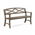 Gartenbank 127 x 61 x 89 cm aus Metall Braun - Sitzbank mit Rückenlehne für Außenbereich